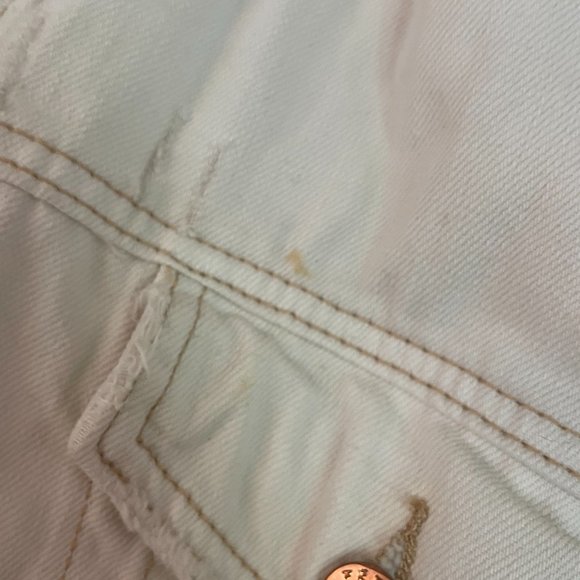 Free People Distressed Jean jacket in cream - Picture 4 of 5